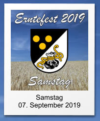 Samstag 07. September 2019